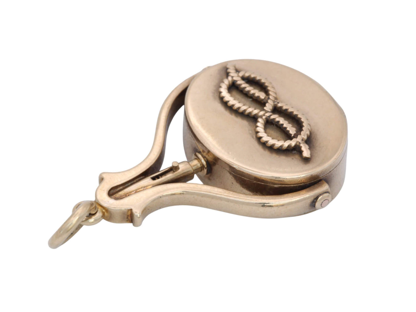 Antique 18ct Gold Stag Intaglio 'I have Good Cause' Motto & Secret Compass Spinner Pendant