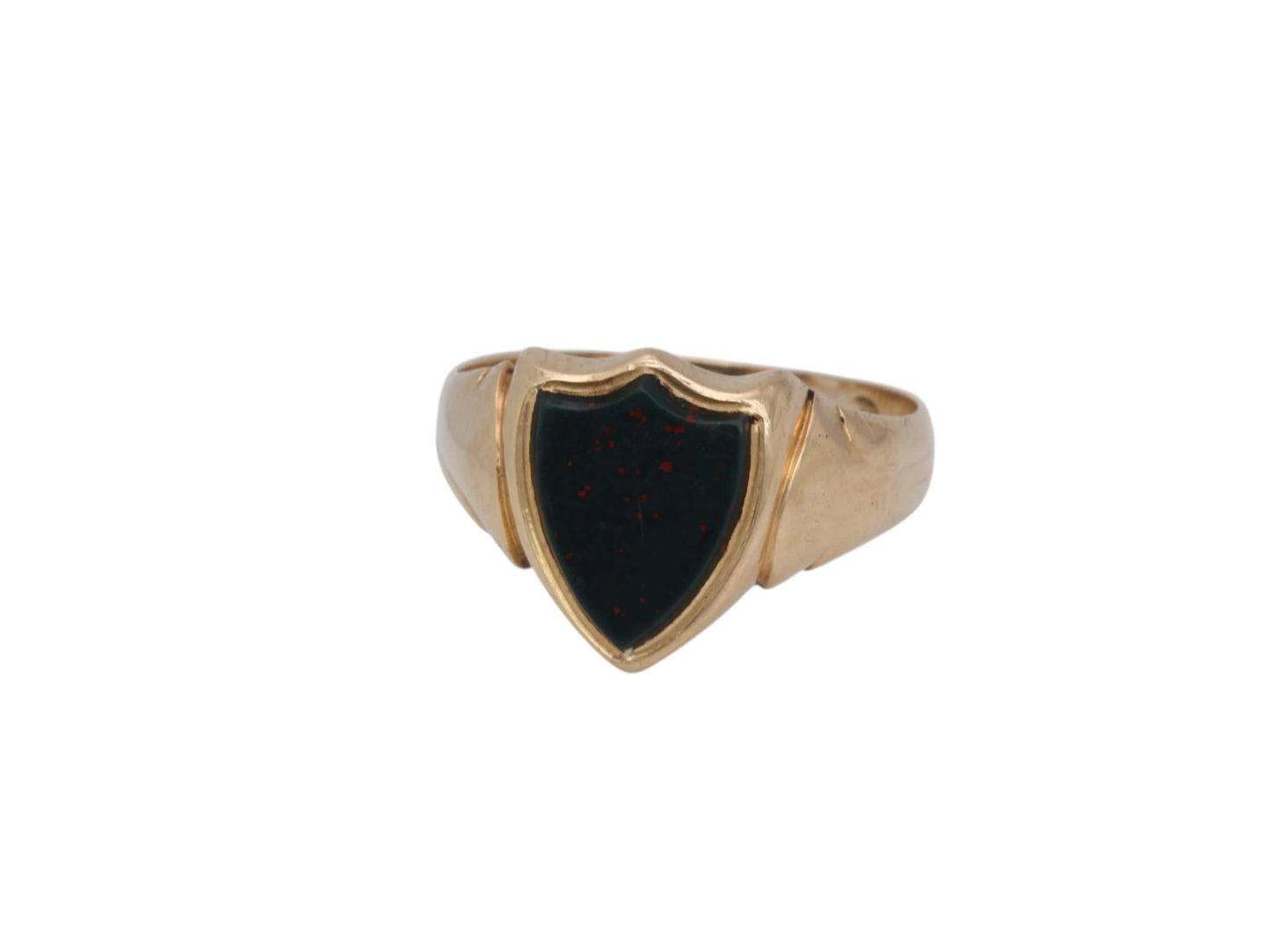 Antique 18ct Gold Shield Bloodstone Signet Ring, 1901