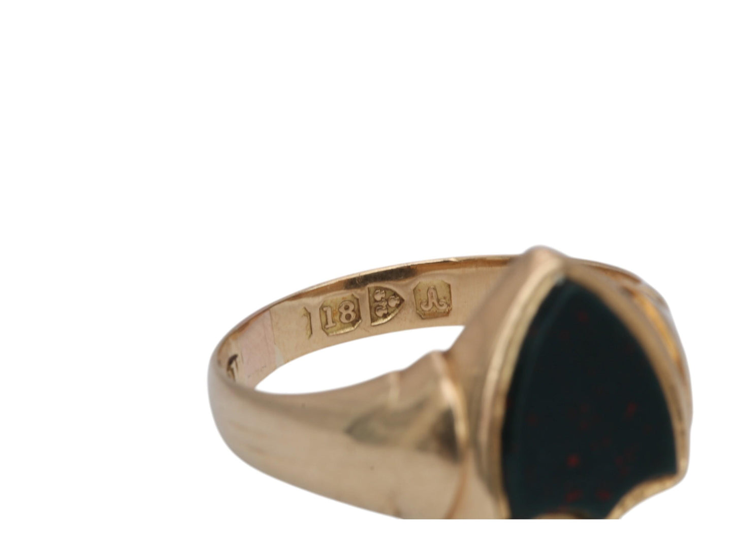 Antique 18ct Gold Shield Bloodstone Signet Ring, 1901