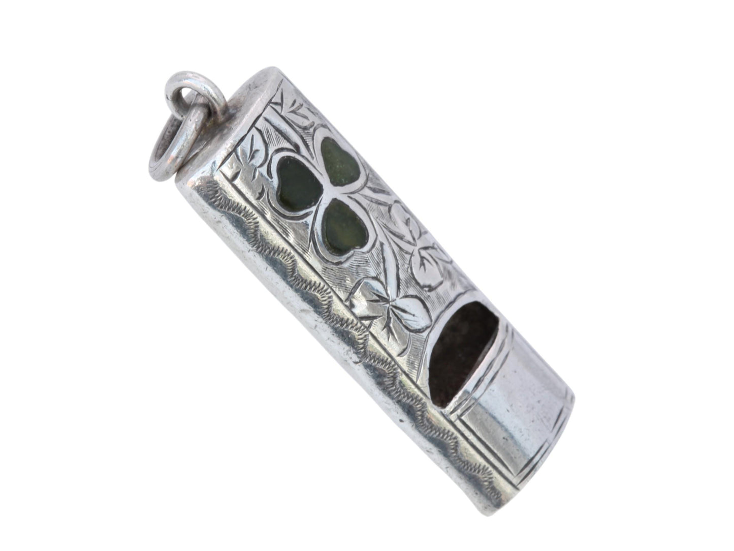 Antique Sterling Silver Shamrock, Ivy Whistle, 1903