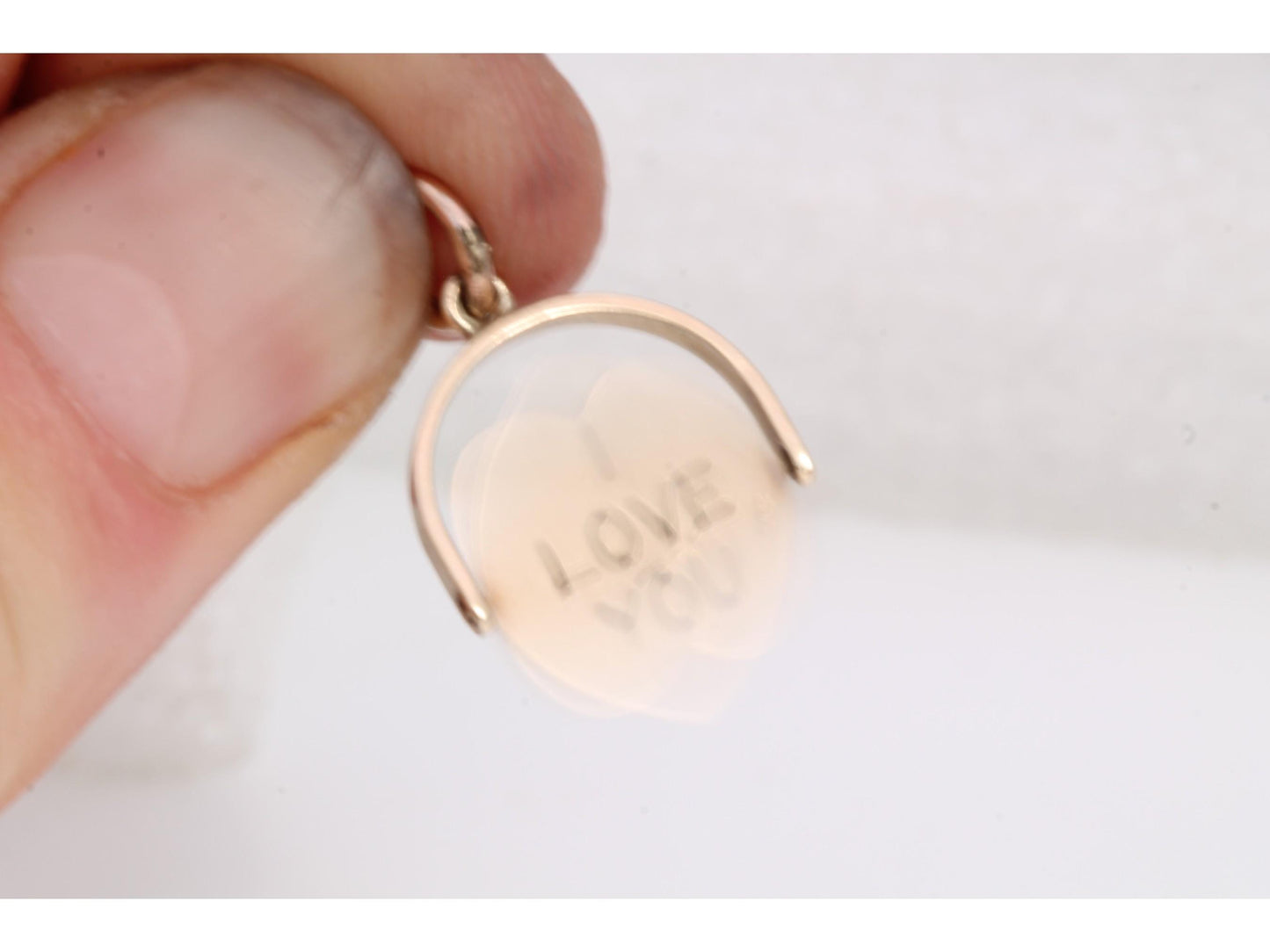 Vintage 9ct Gold Heart 'I Love You' Spinning Charm Pendant