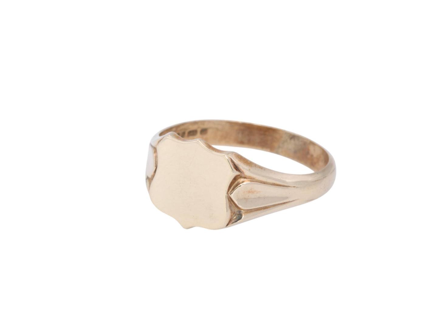 Vintage 9ct Gold Shield Shaped Signet Ring, 1976