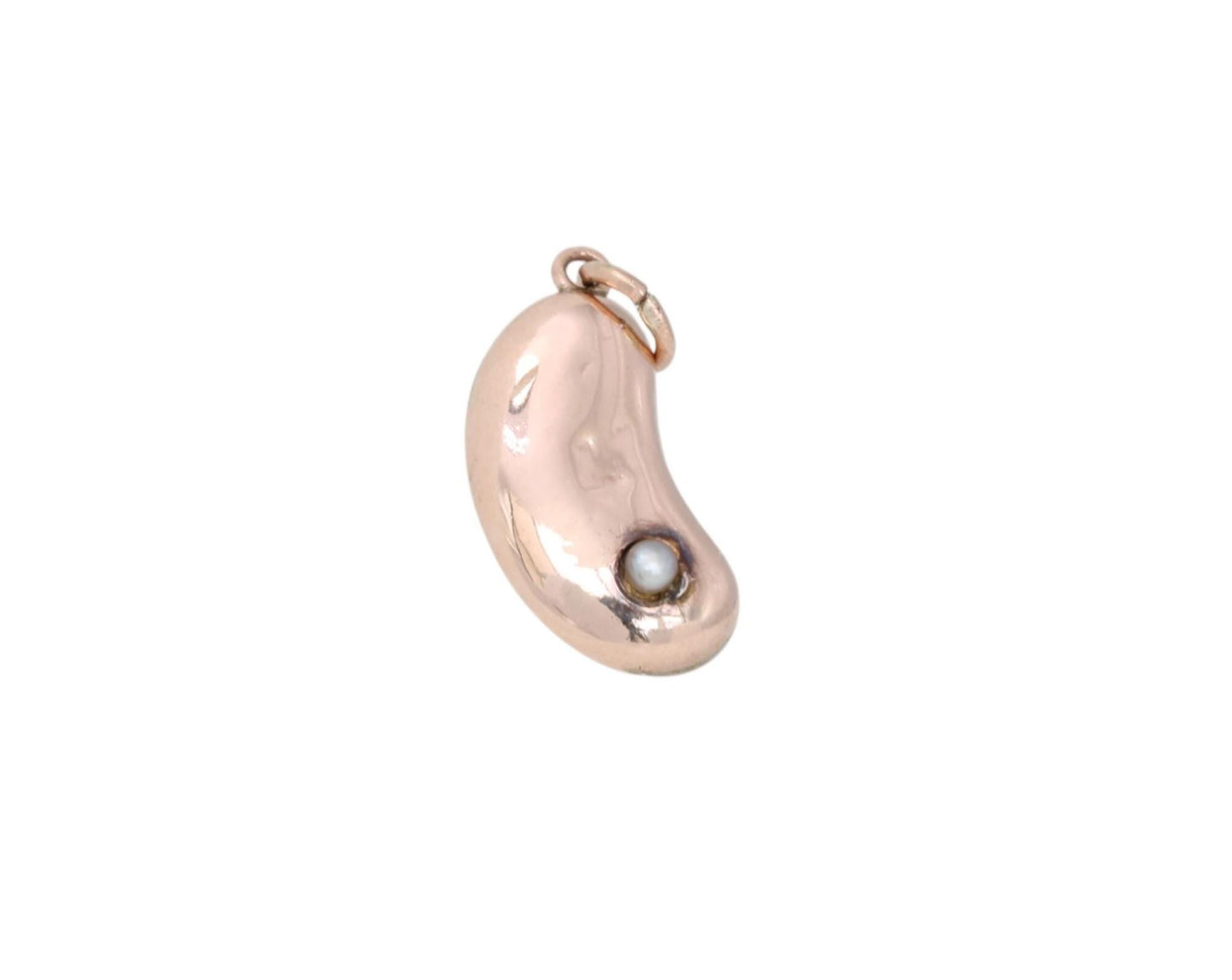 Antique 9ct Gold Pearl Lucky Bean Charm