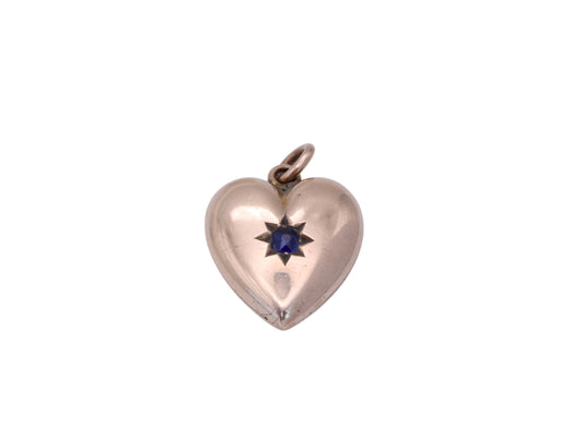 Antique 9ct Gold Sapphire Heart Pendant
