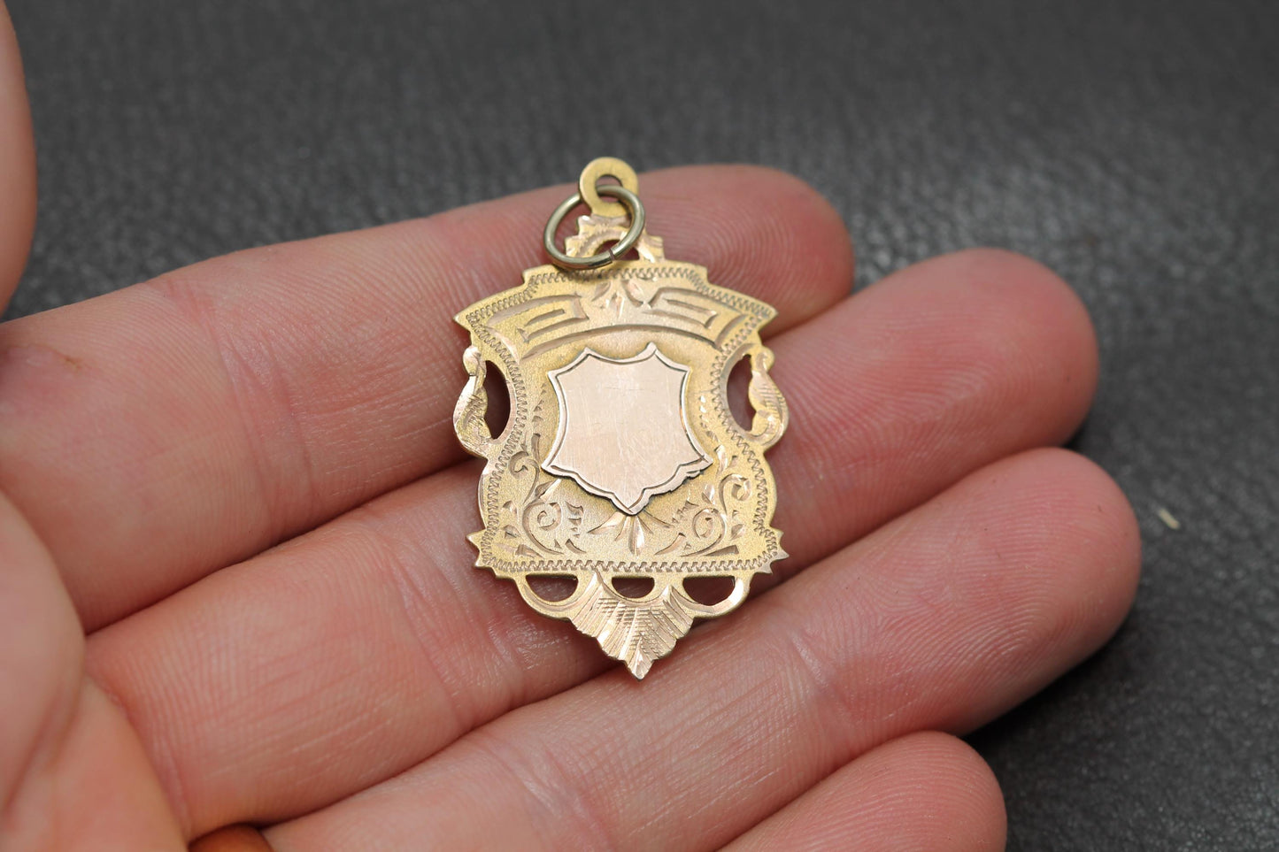 Antique 9ct Gold Shield Pendant Fob