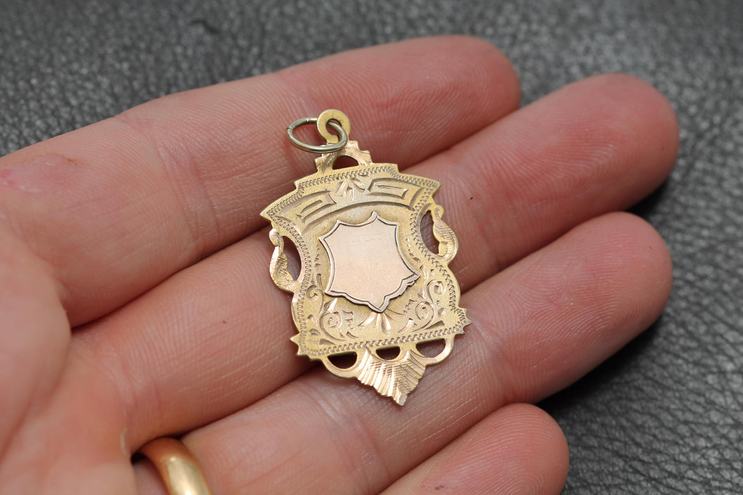 Antique 9ct Gold Shield Pendant Fob