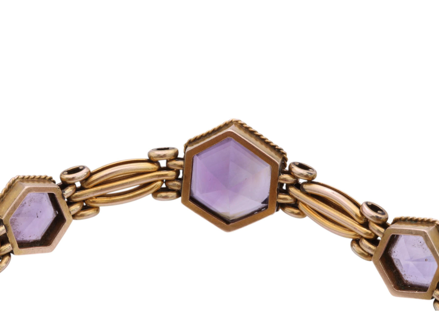 Antique 9ct Gold Amethyst Bracelet, 7"