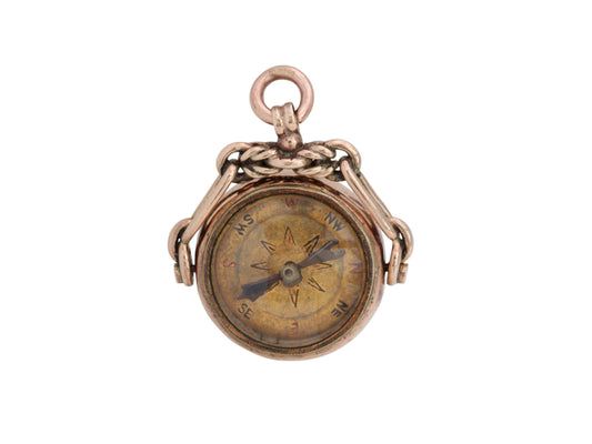 Antique 9ct Gold Carnelian Compass Pendant, 1891