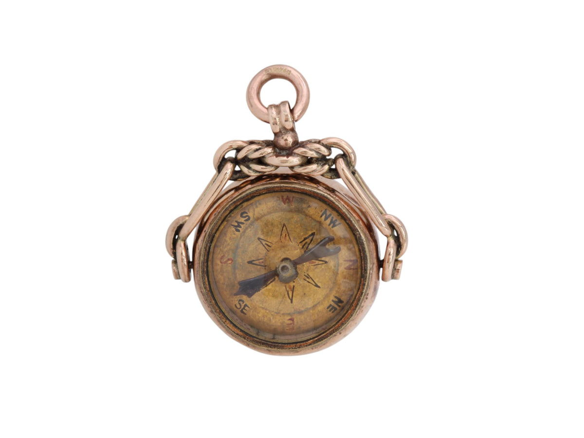 Antique 9ct Gold Carnelian Compass Pendant, 1891