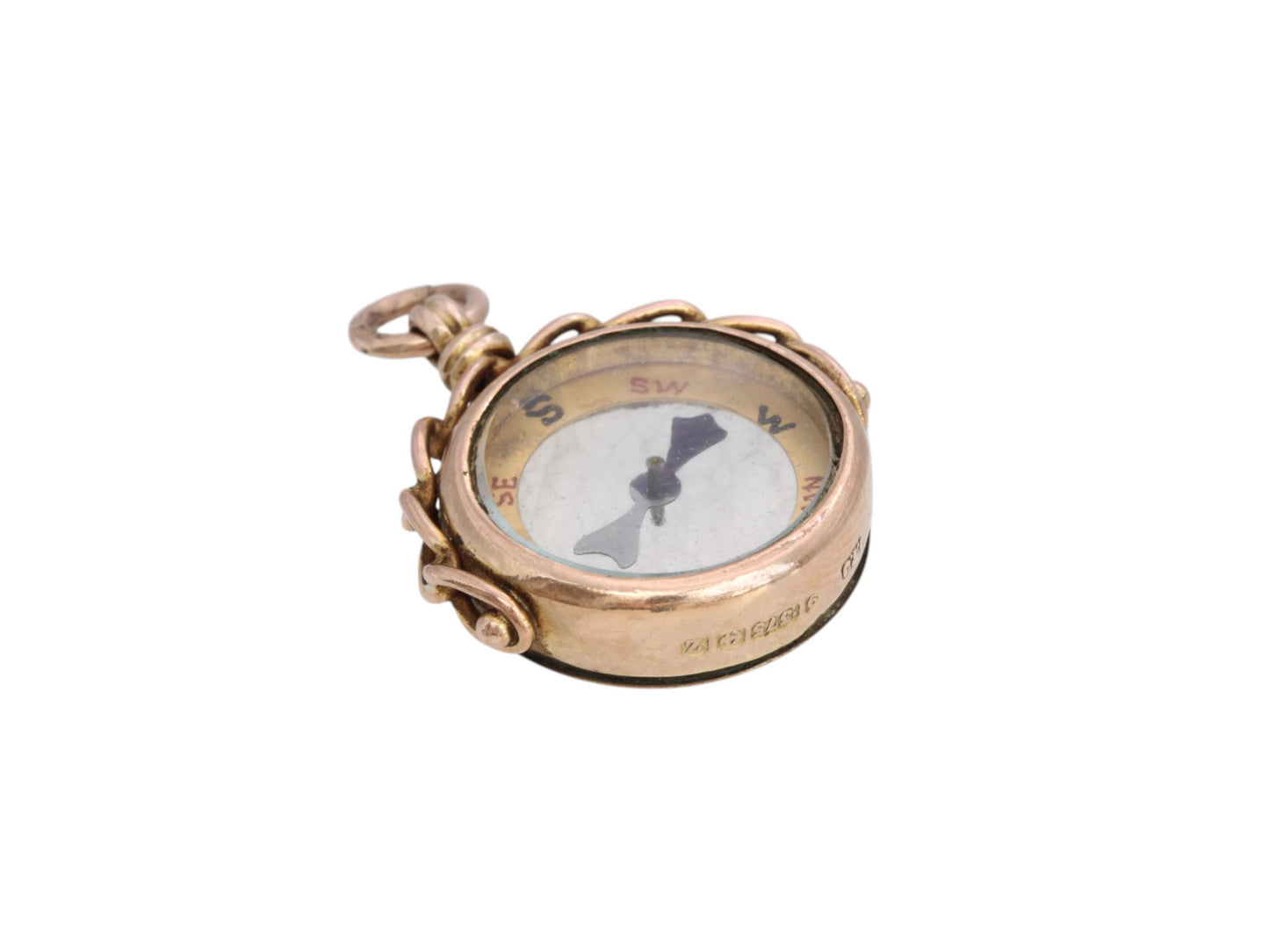 Antique 9ct Rose Gold Compass Pendant, 1924
