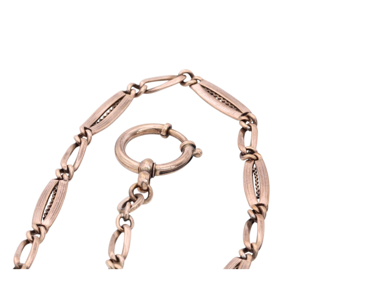 Antique 9ct Rolled Gold Albert Chain Large Bolt Clasp, 12.5"