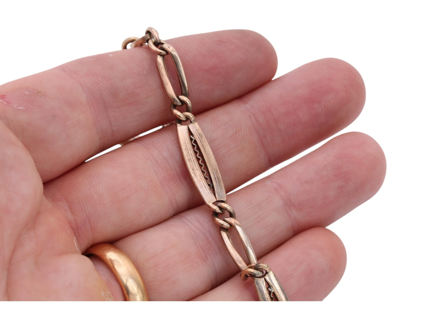 Antique 9ct Rolled Gold Albert Chain Large Bolt Clasp, 12.5"