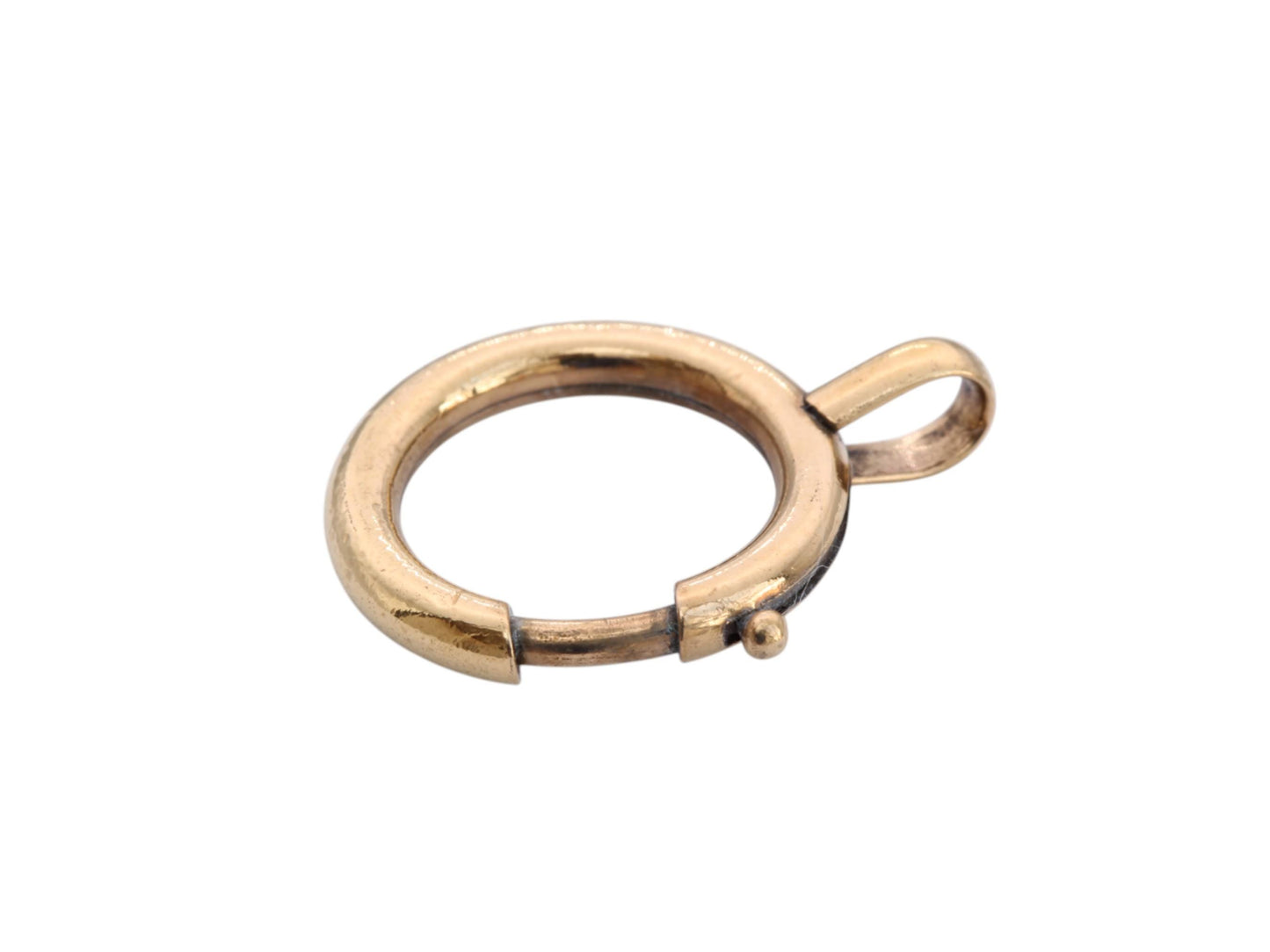 Antique 9ct Rolled Yellow Gold Large Bolt Spring Clasp Ring
