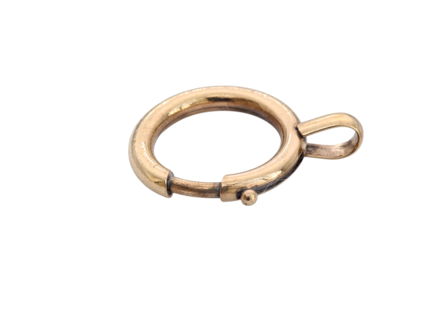 Antique 9ct Rolled Yellow Gold Large Bolt Spring Clasp Ring