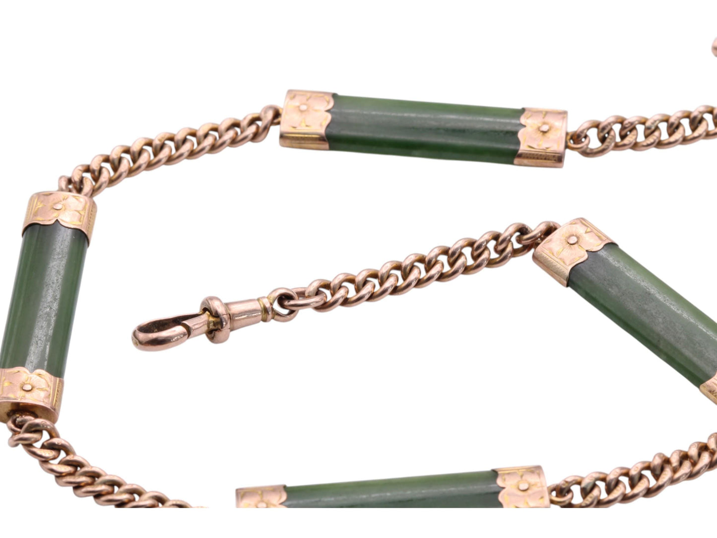 Antique 9ct Gold New Zealand Nephrite Chain With 'KIA ORA' Heart