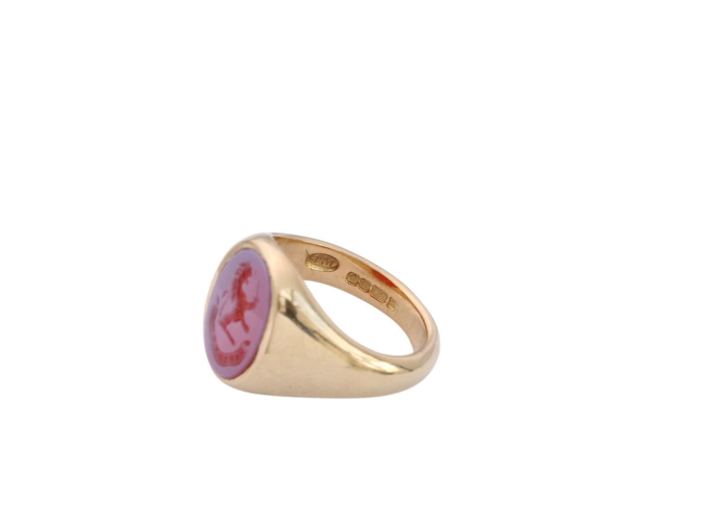Vintage 18ct Gold Sardonyx Intaglio Lion 'Persevere' Signet Ring, 1997