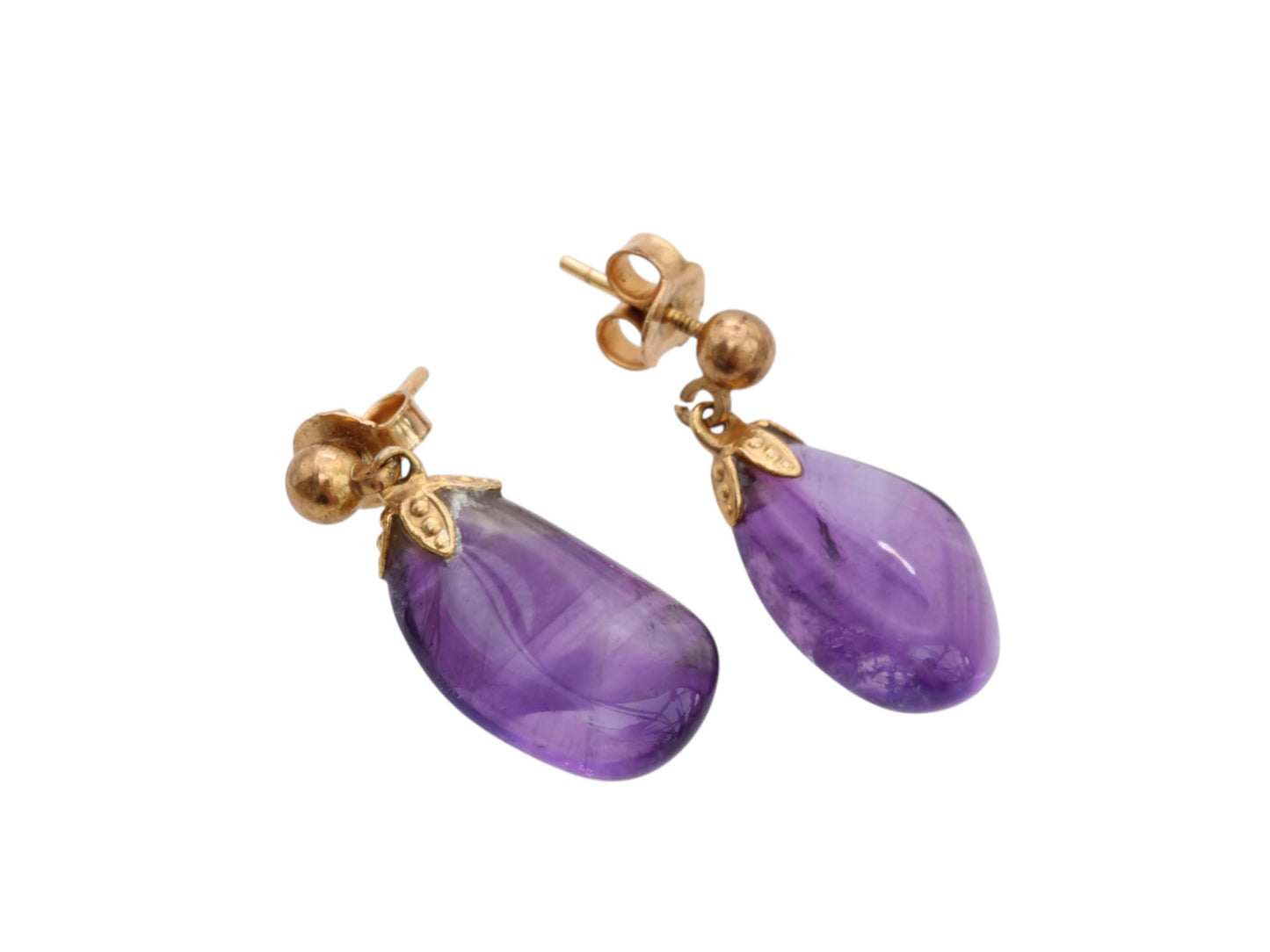 Vintage 9ct Gold Amethyst Drop Earrings