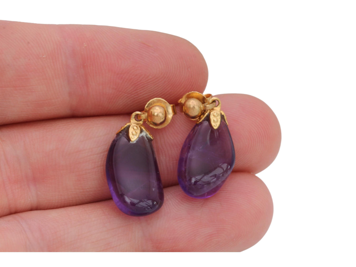 Vintage-9ct-Gold-Amethyst-Drop-Earrings