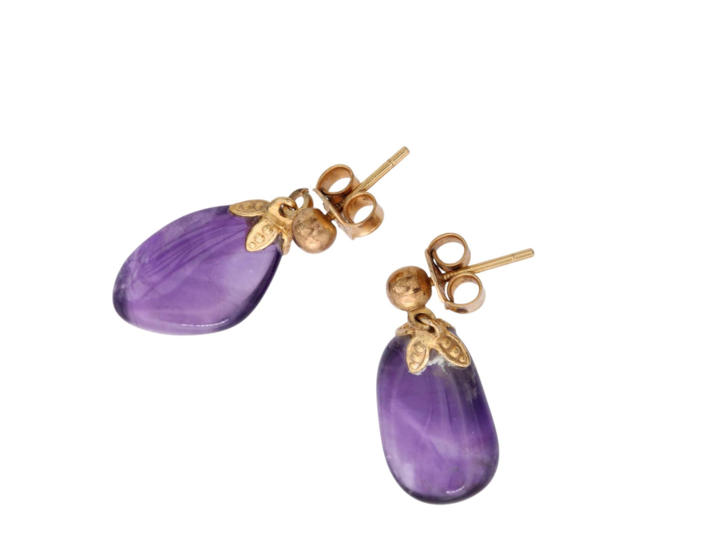 Vintage 9ct Gold Amethyst Drop Earrings