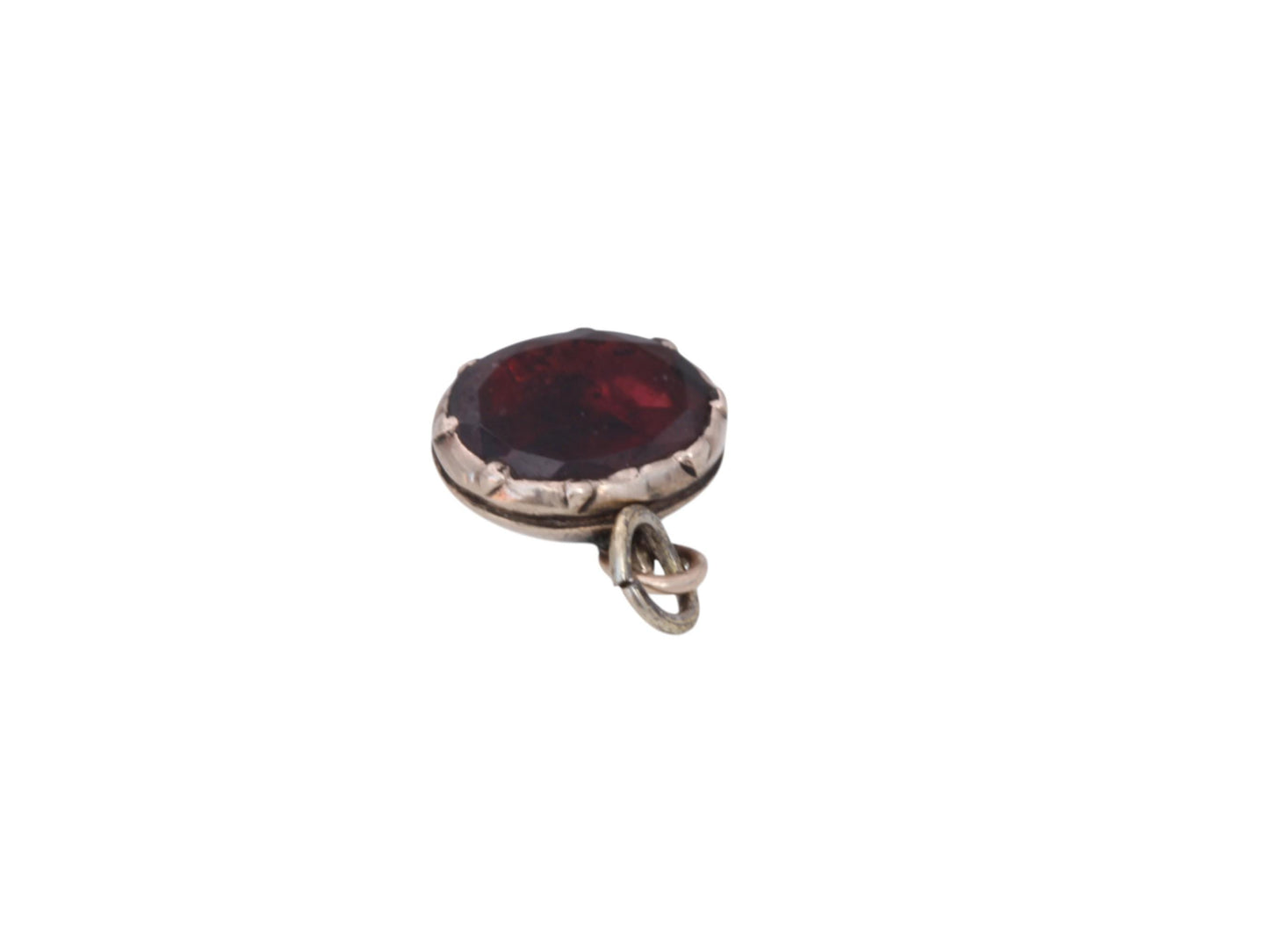 Antique 9ct Gold Garnet Charm Pendant