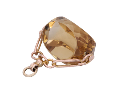 Antique 9ct Gold Citrine Spinner Pendant, 1906