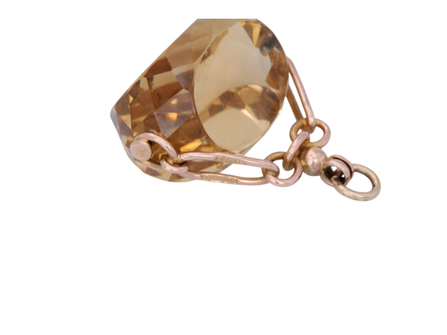 Antique 9ct Gold Citrine Spinner Pendant, 1906