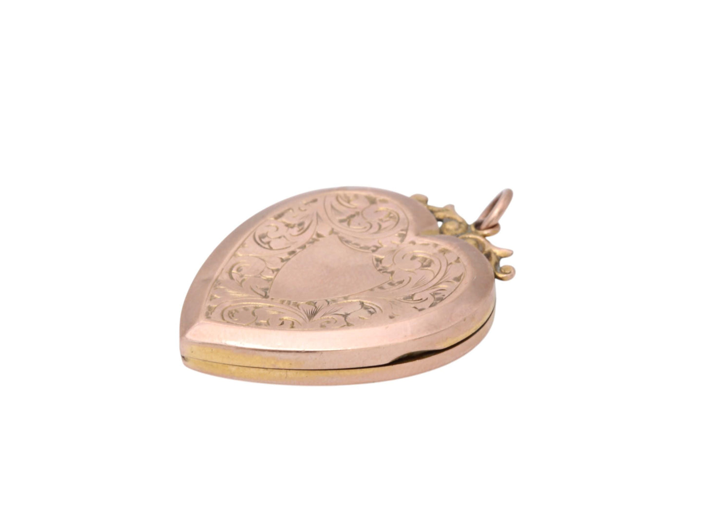 Antique 9ct Rose Gold Large Chased Heart Locket