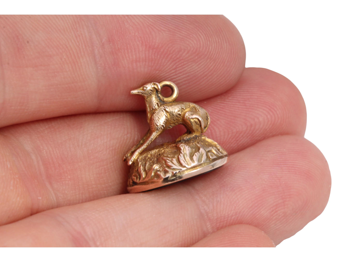 Antique 9ct Gold Greyhound Dog Pendant Fob