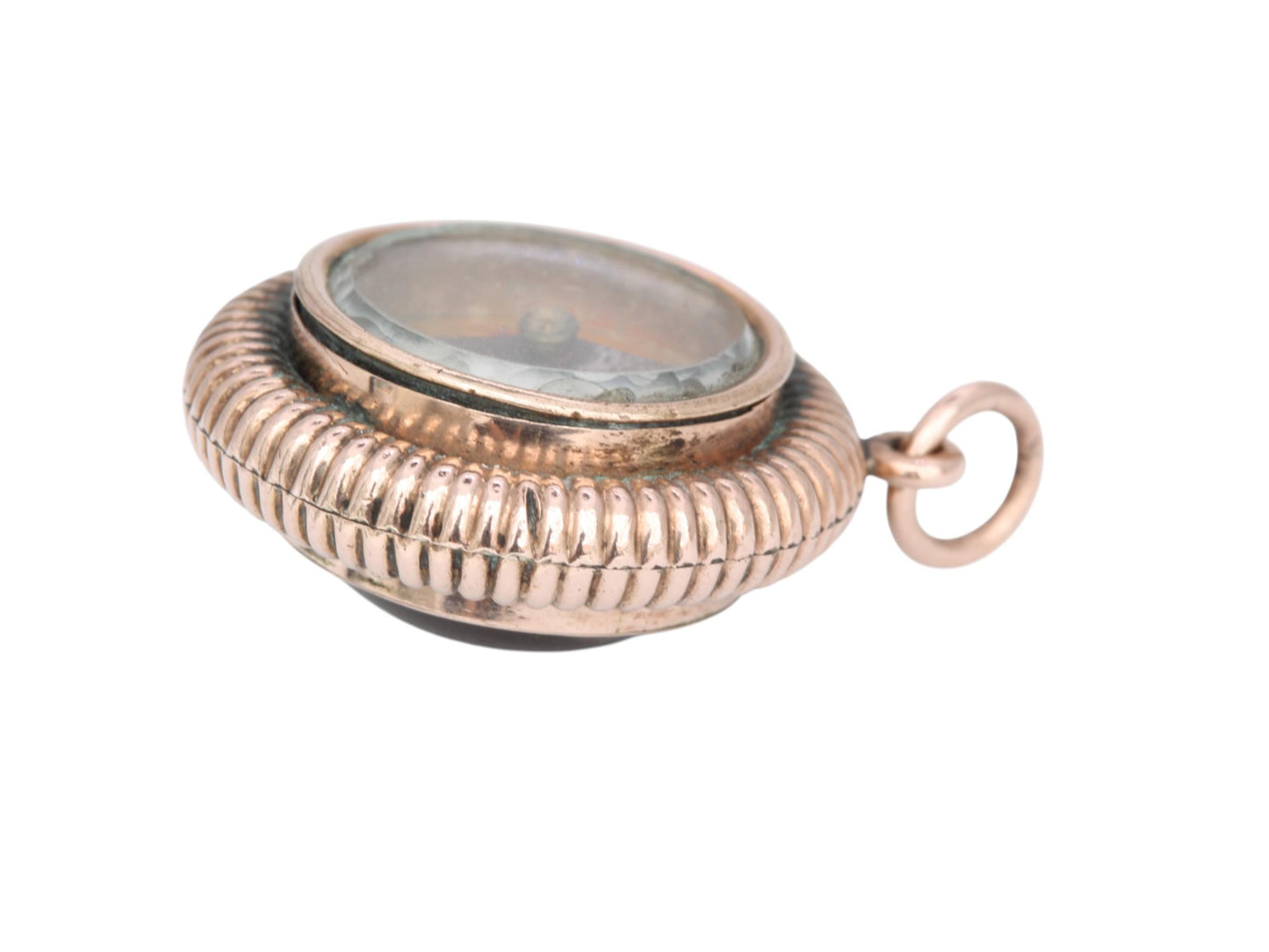 Antique 9ct Rose Gold Filled Essex Crystal Horse Compass Pendant