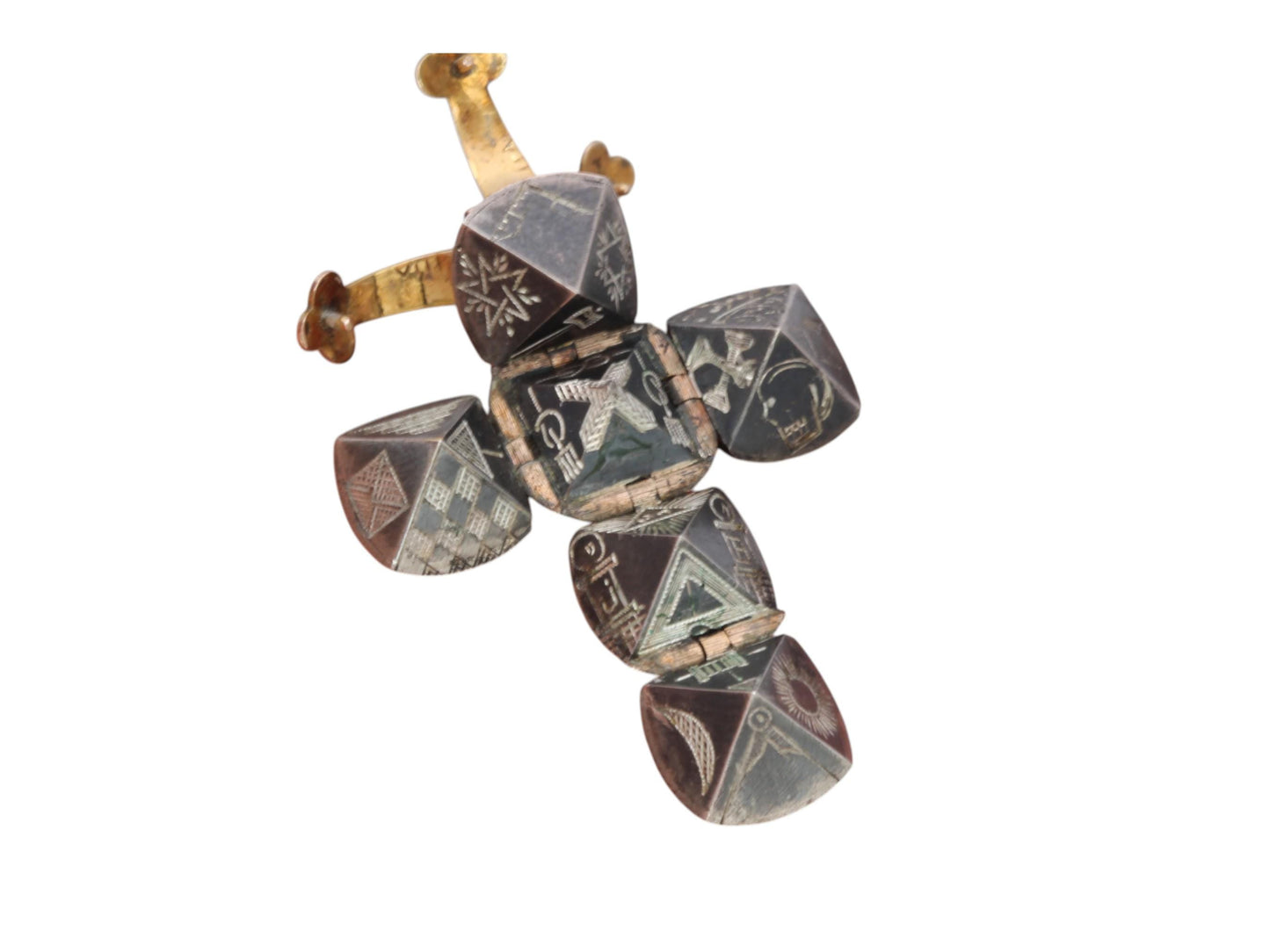 Antique 9ct Gold Masonic Opening Orb Ball Pendant