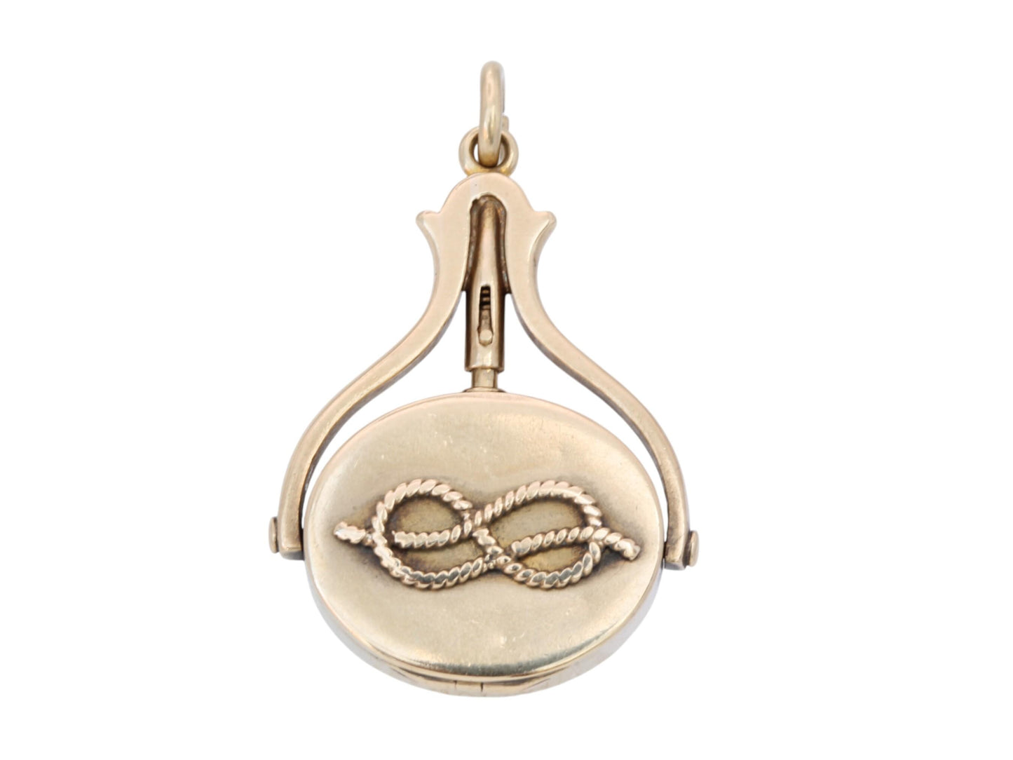 Antique 18ct Gold Stag Intaglio 'I have Good Cause' Motto & Secret Compass Spinner Pendant