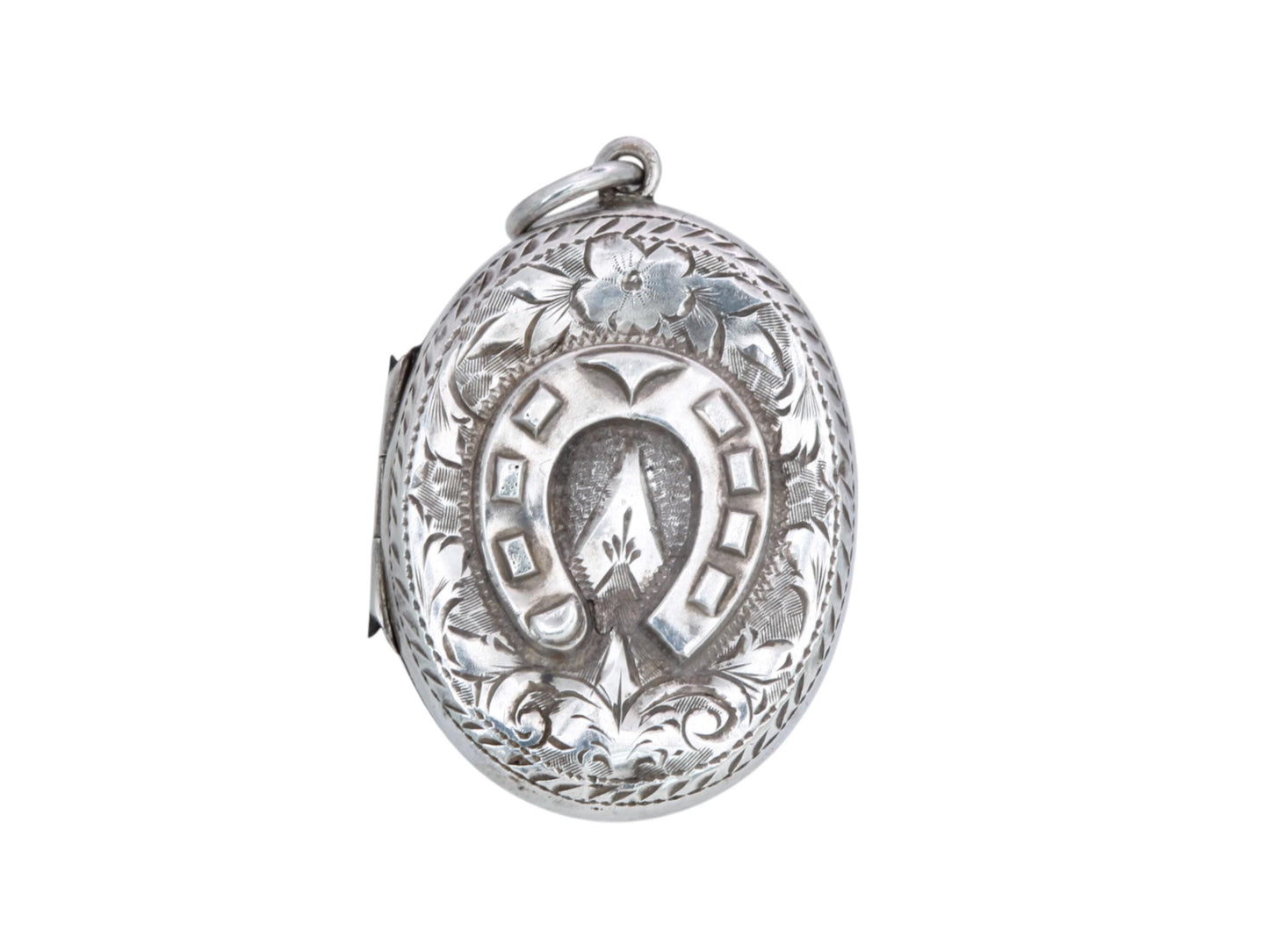 Antique Sterling Silver Lucky Horseshoe Locket, 1883
