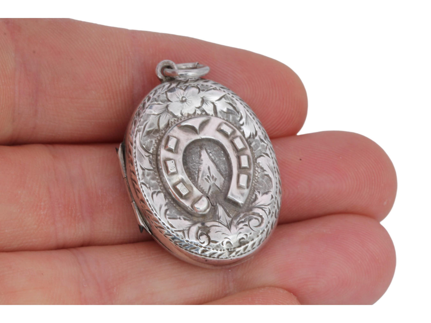 Antique Sterling Silver Lucky Horseshoe Locket, 1883