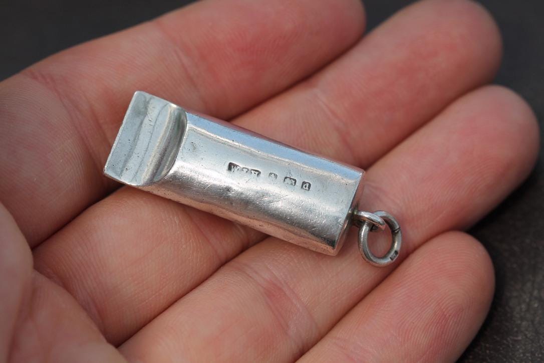 Antique Sterling Silver Shamrock, Ivy Whistle, 1903