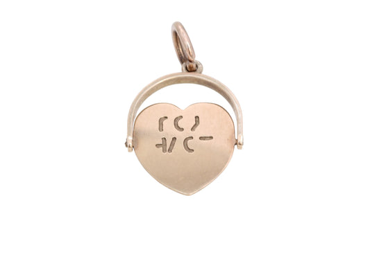 Vintage 9ct Gold Heart 'I Love You' Spinning Charm Pendant