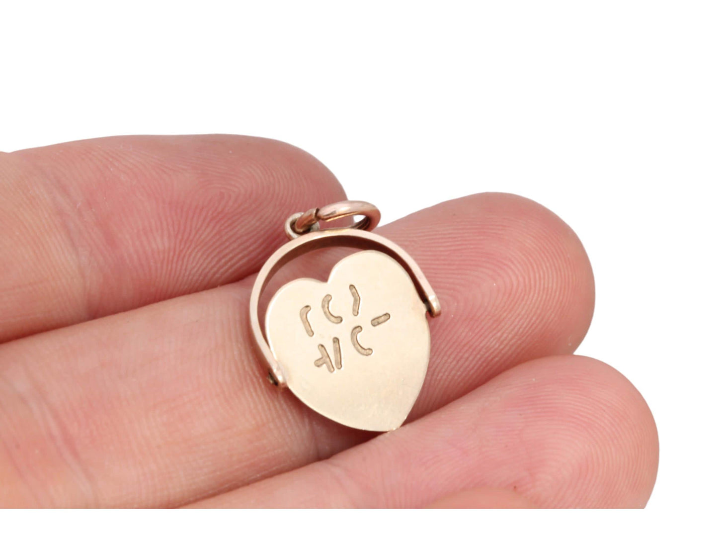 Vintage 9ct Gold Heart 'I Love You' Spinning Charm Pendant