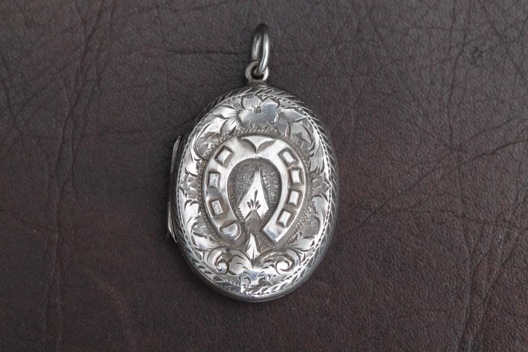Antique Sterling Silver Lucky Horseshoe Locket, 1883