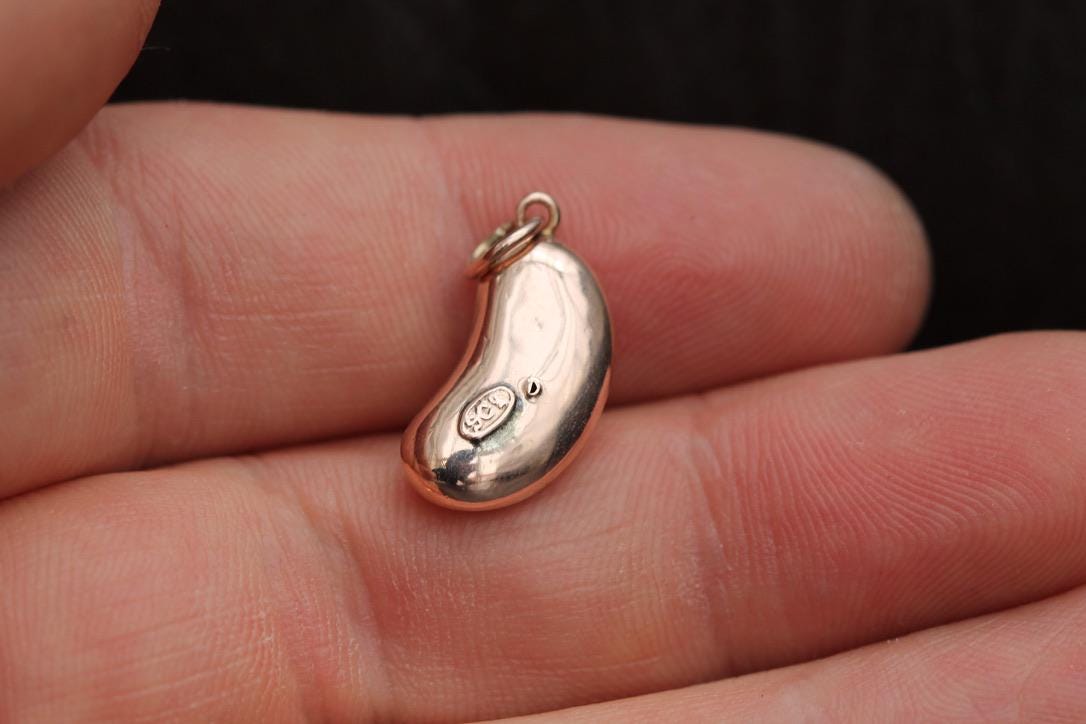 Antique 9ct Gold Pearl Lucky Bean Charm