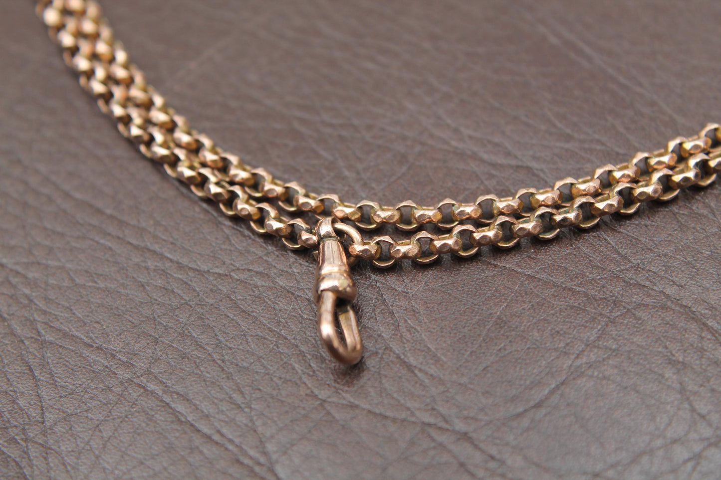 Antique 9ct Rolled Gold Faceted Belcher Long Guard, 55"