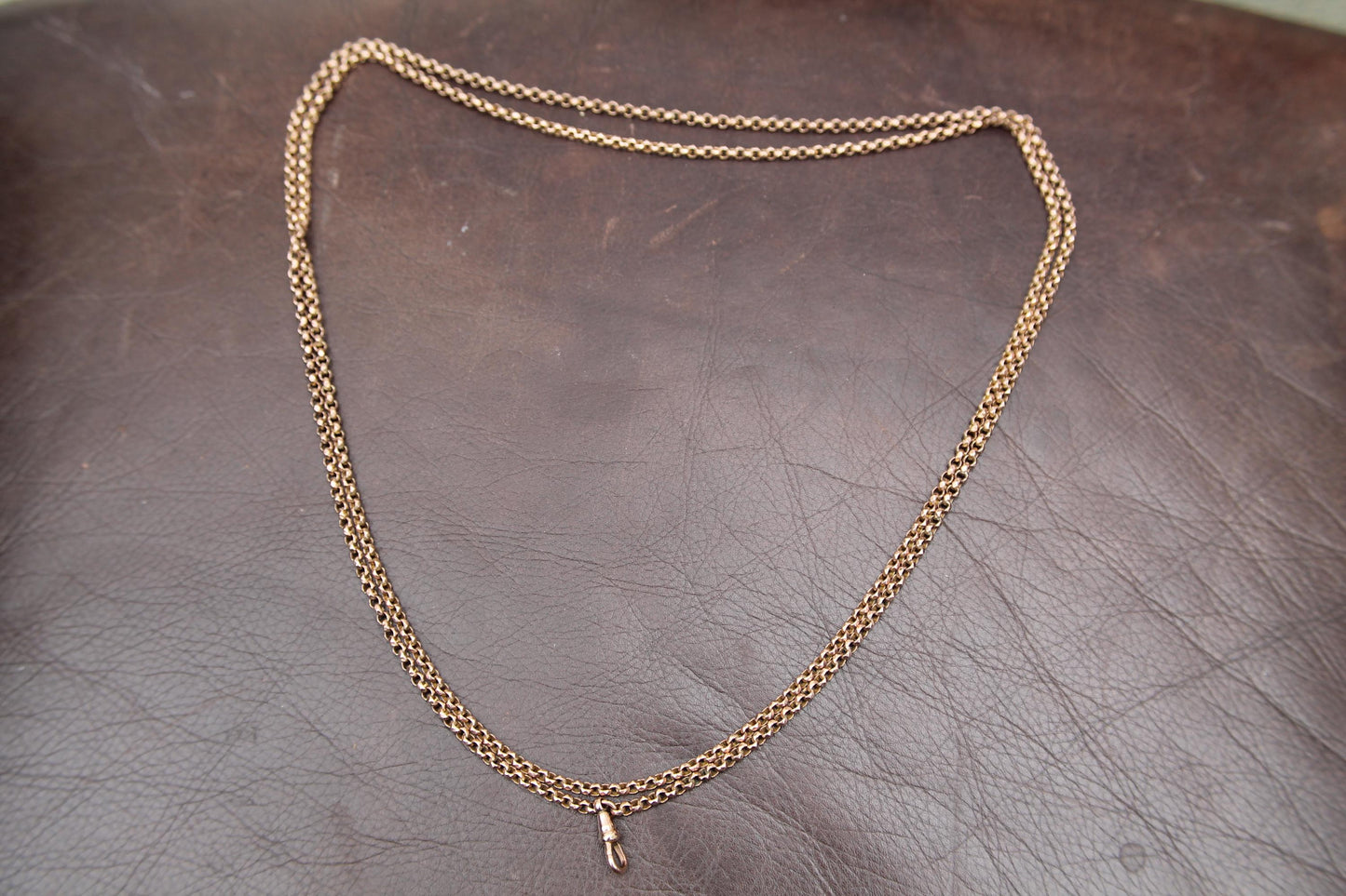 Antique 9ct Rolled Gold Faceted Belcher Long Guard, 55"