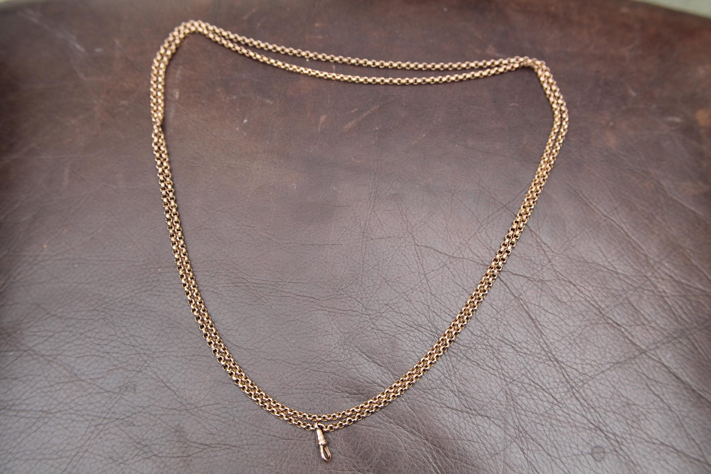 Antique 9ct Rolled Gold Faceted Belcher Long Guard, 55"