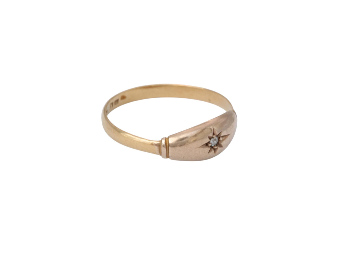 Antique 18ct Gold Diamond Gypsy Set Ring, 1864