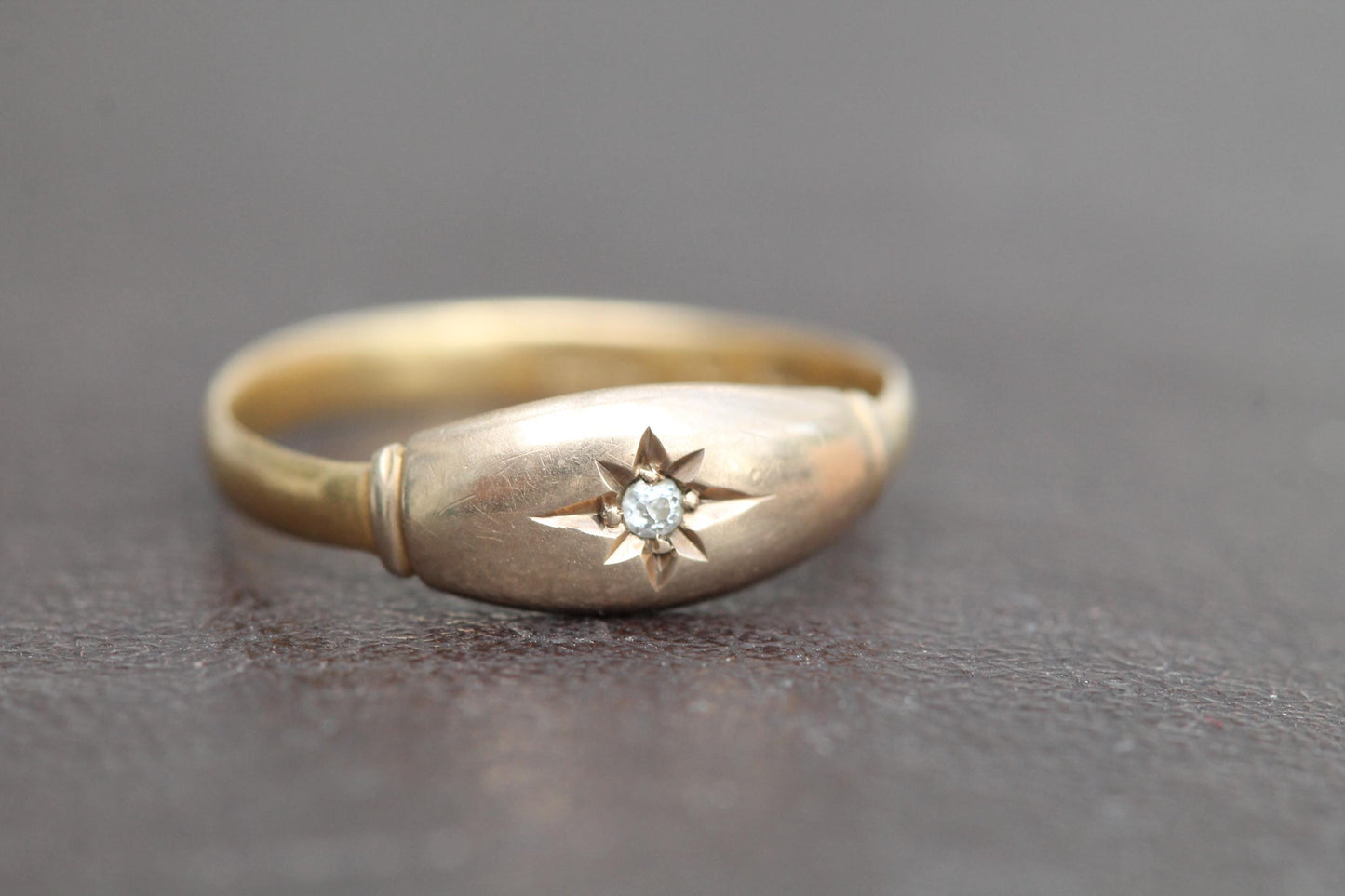 Antique 18ct Gold Diamond Gypsy Set Ring, 1864