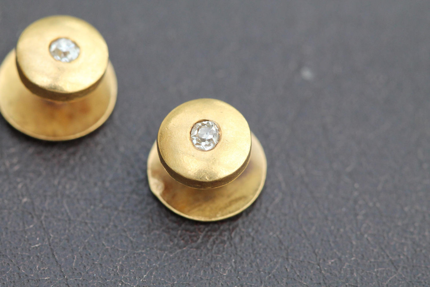 Antique-French-18ct-Gold-Shirt-Studs:-Old-Mine-Cut-Diamonds,-c.1890