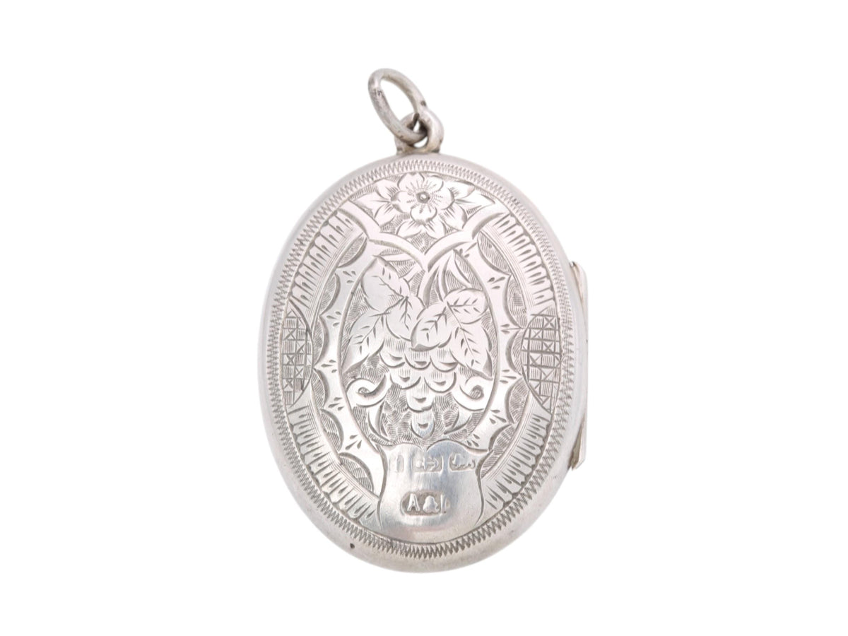 Antique Sterling Silver Decorative Lucky Horseshoe Locket, 1883