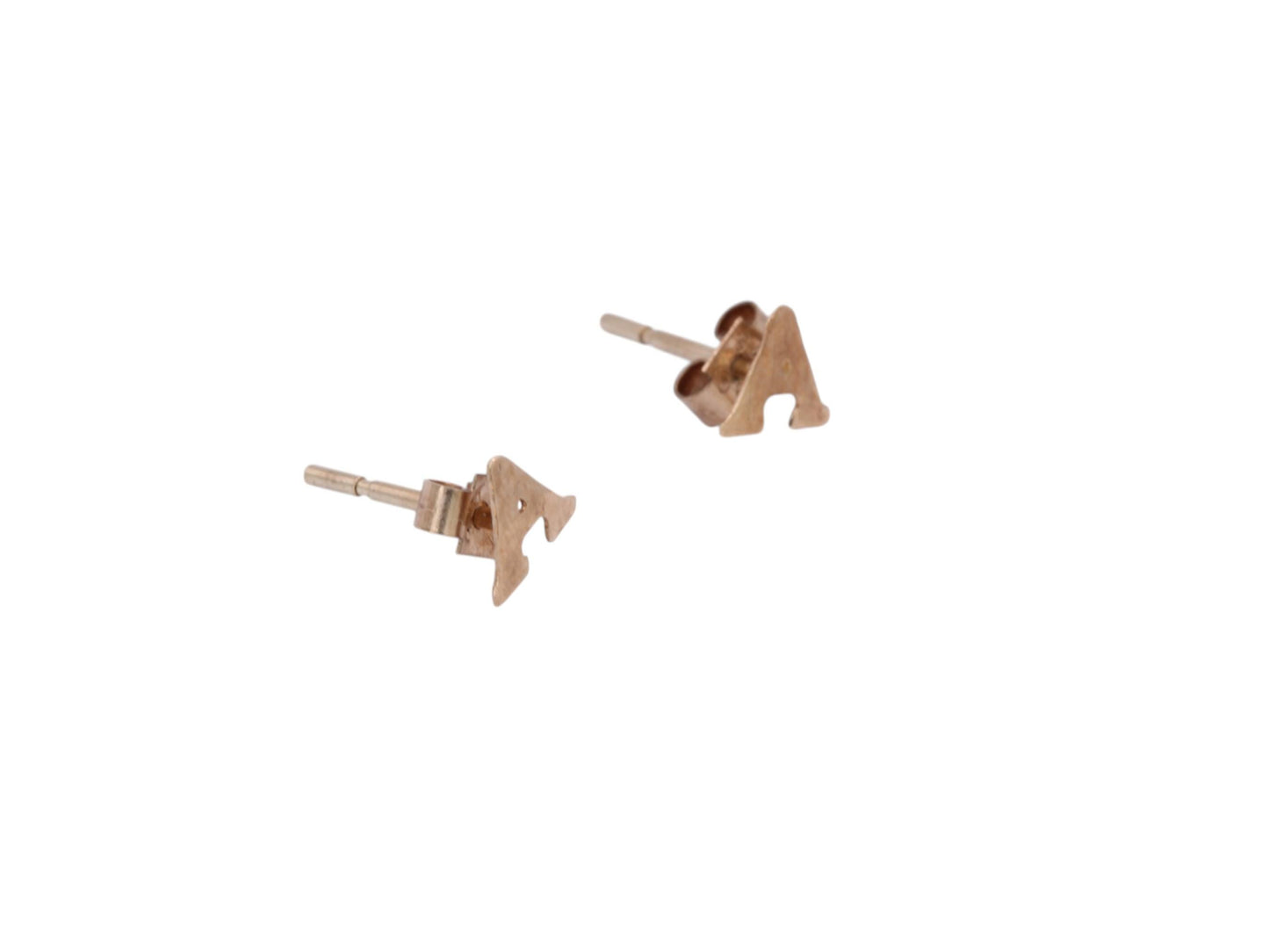 Vintage 9ct Gold Letter 'A' Earring Studs