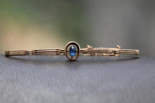 Antique 15ct Gold Cabochon Sapphire Bracelet, 6"