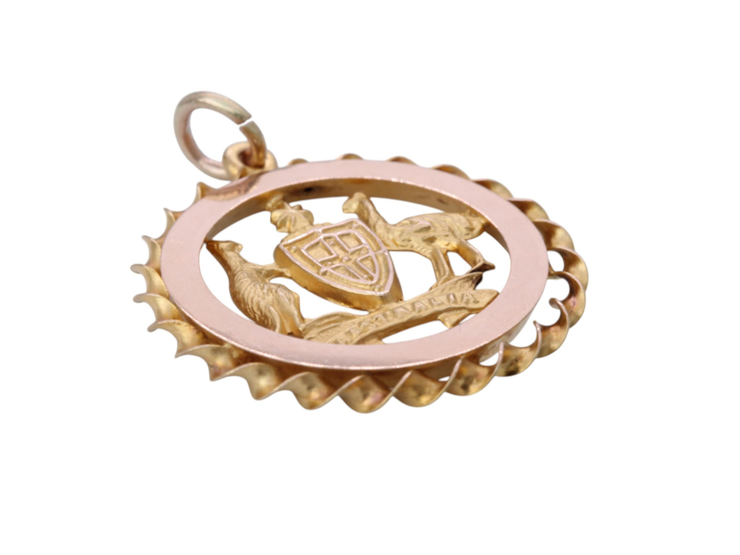 Antique 9ct Gold Australian Kangaroo Emu, Commonwealth Coat Of Arms Pendant