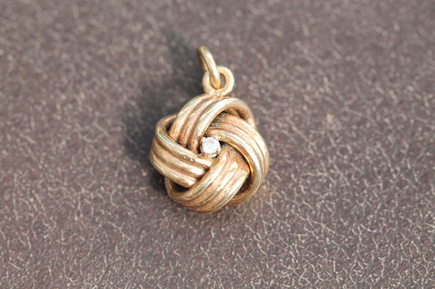 Vintage 9ct Gold Lovers Knot Diamond Pendant