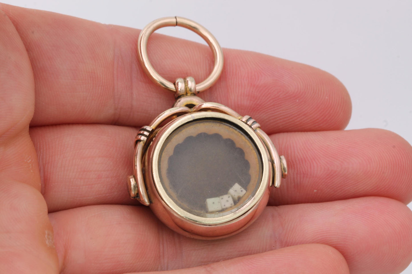 Antique 9ct Gold Gambling Dice Shaker Spinner Pendant